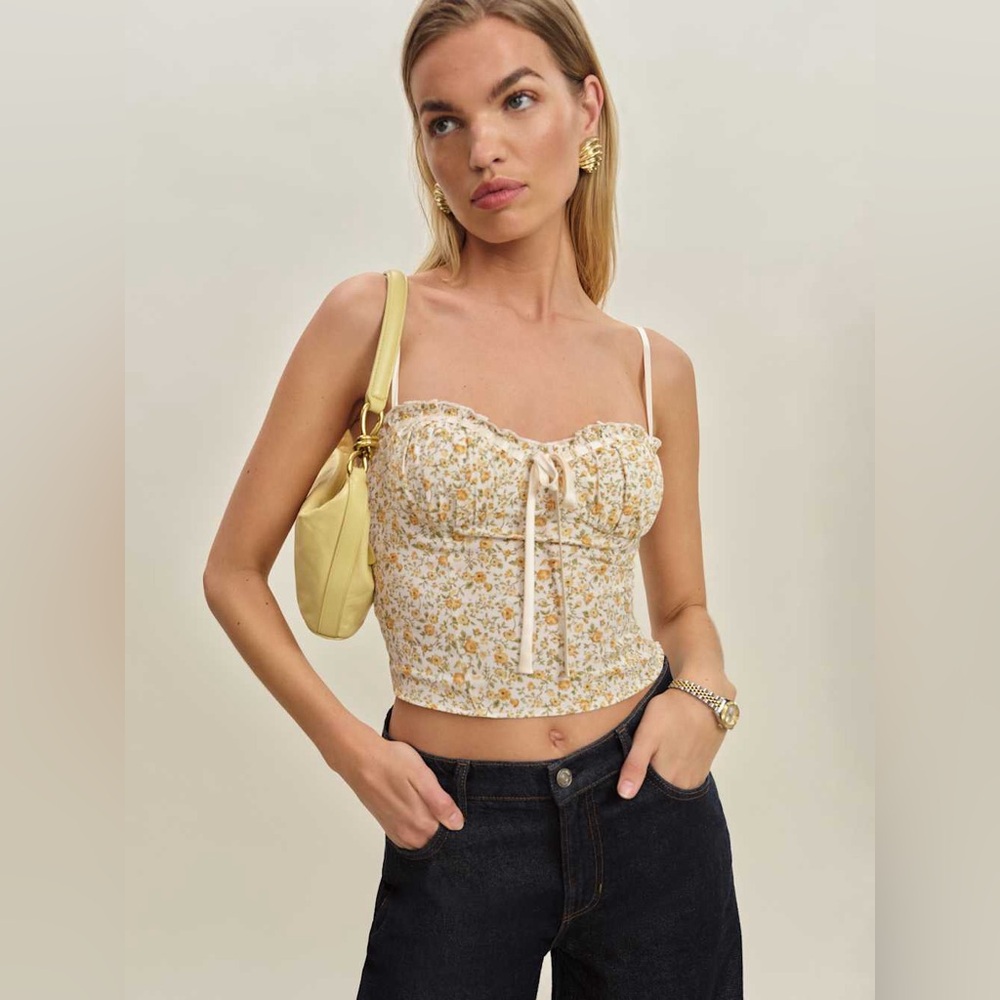 Reformation Floral Cream Tank Top